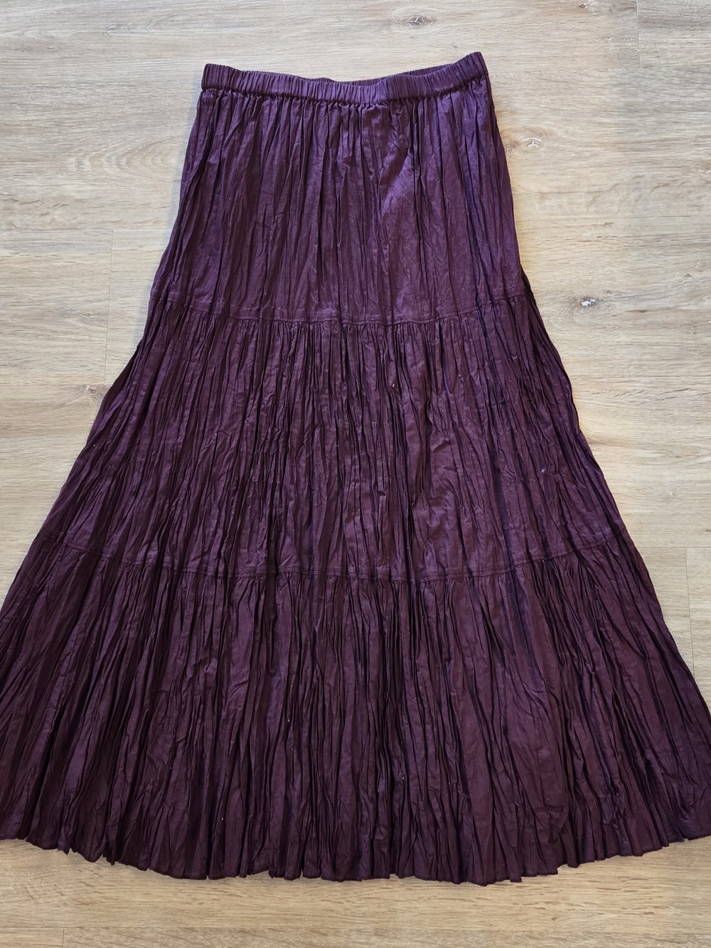 ellos Women's Plum Crinkled Tiered Maxi Skirt